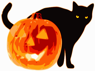 Cat and Jack-O-Lantern clipart