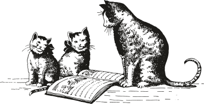 Cat and Kittens with Book clipart