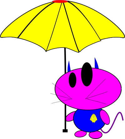 Cat bo with umbrella clipart