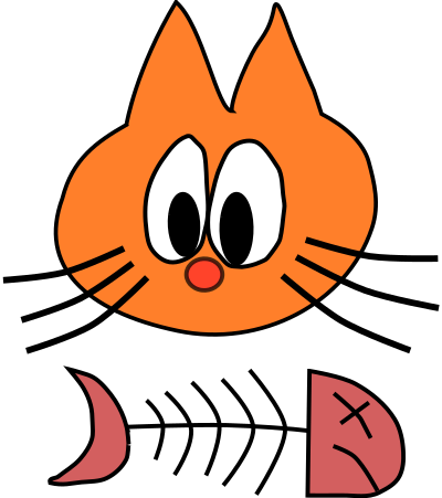 Cat & fish (bone) clipart
