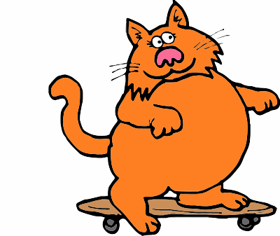 Cat on a skate board clipart