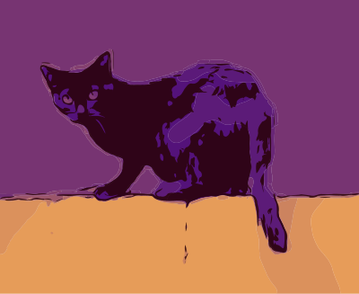 Cat on a Wall - Purple Sky clipart