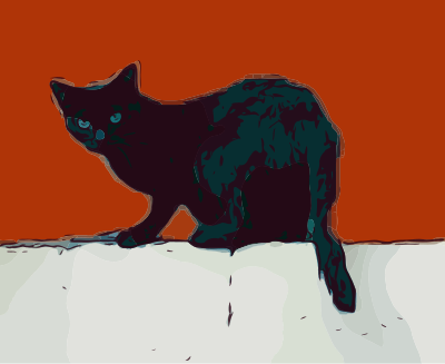 Cat on a Wall - Red Sky clipart