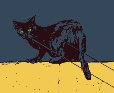Cat on a Wall - Yellow Wall clipart