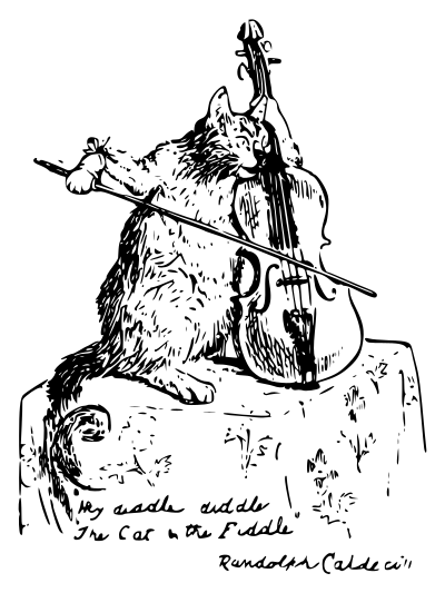 Cat playing a violin clipart