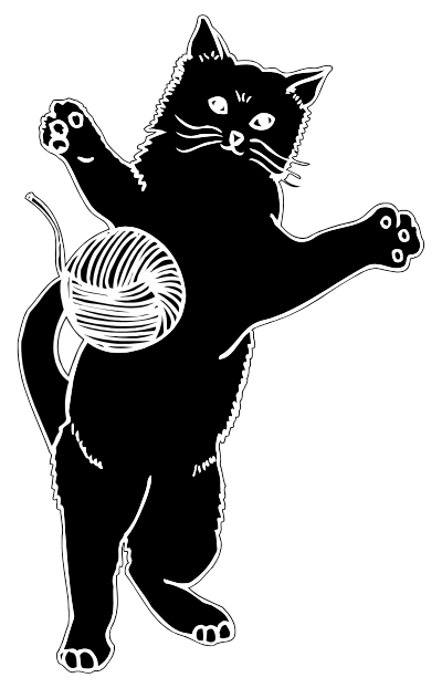 Cat Playing With Ball Of Yarn Silhouette clipart