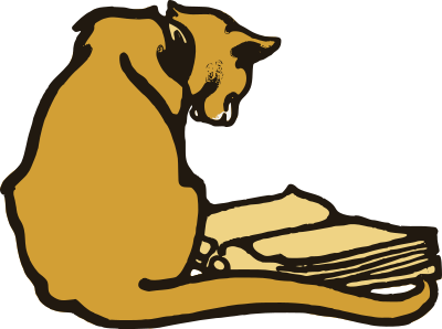 Cat Reading clipart