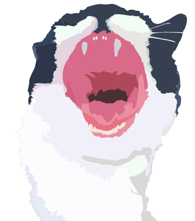 Cat roar or yawn jaws cartoon style clipart