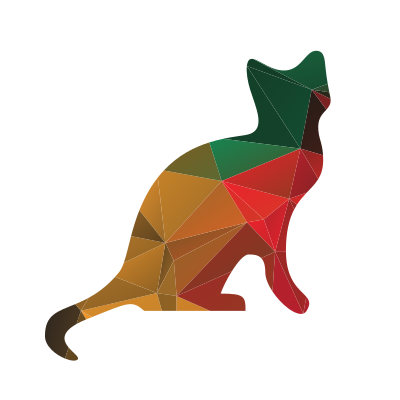 Cat silhouette low-poly pattern clipart