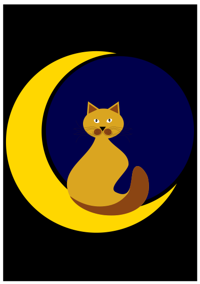 Cat with moon (#dailysketch) clipart