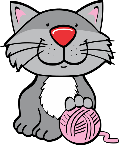 Cat with yarn clipart