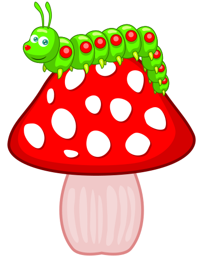 Caterpillar on a Mushroom clipart