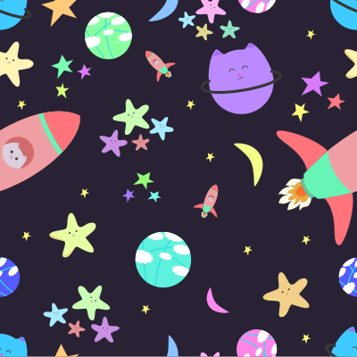 Cats in Space Pattern clipart