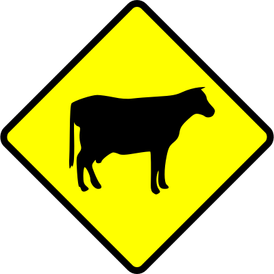 Caution-cows crossing clipart