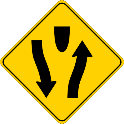 Caution - Divided Highway Begins clipart