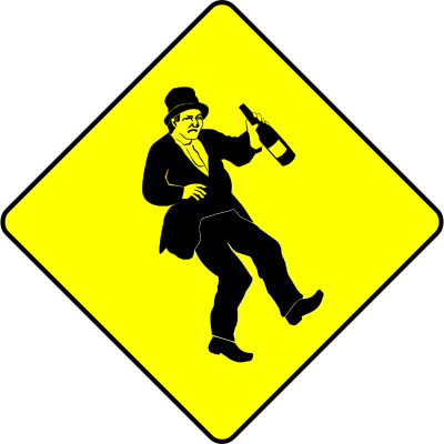 Caution drunkard clipart