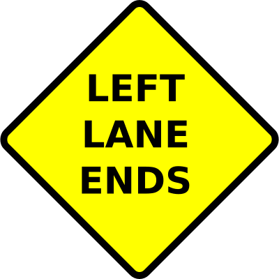 Caution-lane ends-left clipart