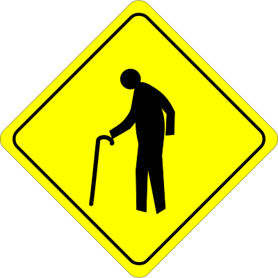 Caution - Old Dude Crossing clipart