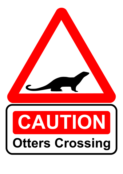 Caution - otters crossing clipart