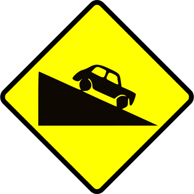 Caution-steep hill down clipart