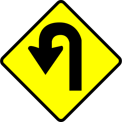 Caution U-Turn clipart