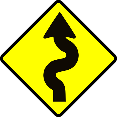 Caution-winding road clipart