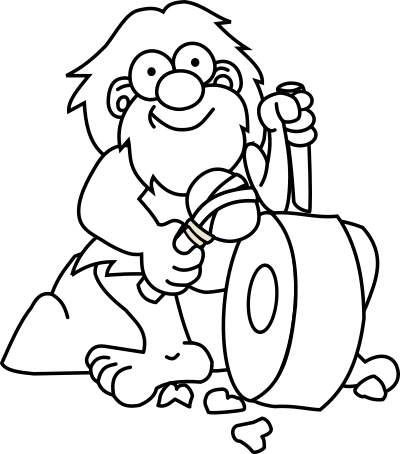Caveman B&W clipart