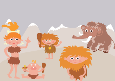 Caveman Family Landscape clipart