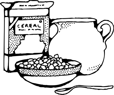 Cereal box and milk clipart