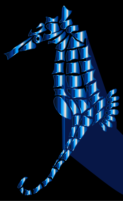 Cerulean Stylized Seahorse Silhouette clipart