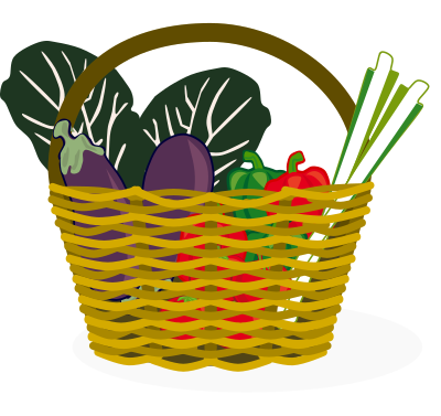 Cesta de la compra llena. Full shopping basket clipart