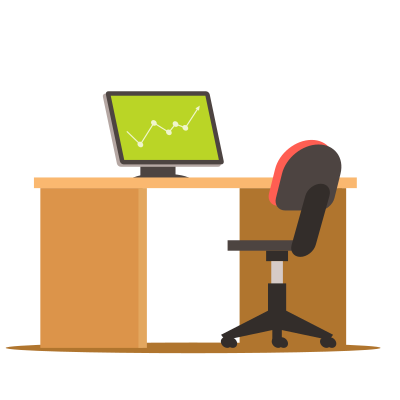 Chair, table and computer clipart