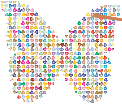 Chaotic Colorful Hearts Butterfly 2 clipart