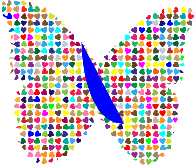 Chaotic Colorful Hearts Butterfly clipart