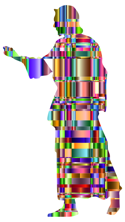 Checkered Chromatic Jesus Christ Silhouette clipart