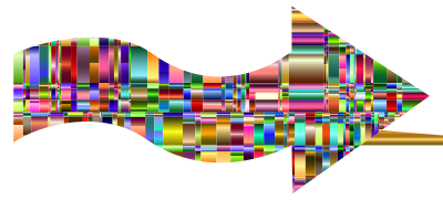 Checkered Chromatic Wavy Arrow clipart