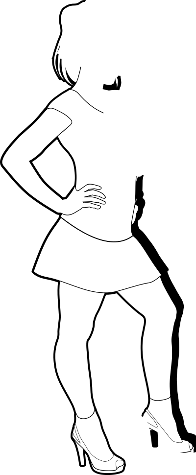 Cheerful girl outline clipart