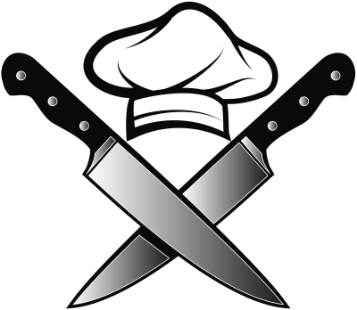 Chef, hat, knives clipart