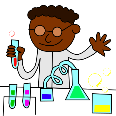 Chemist making same really strong stuff, wearing only flip-flops clipart