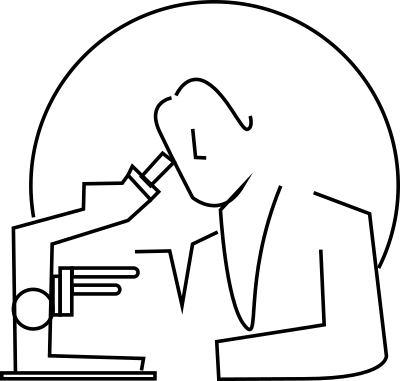 Chemist viewing Microscope Line Drawing clipart