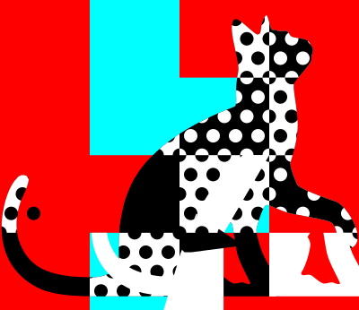 Chequered dotted cat clipart