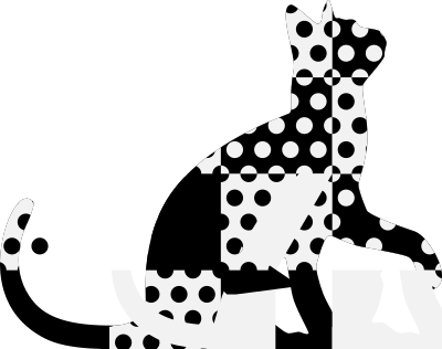 Chequered dotted cat (no background) clipart