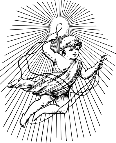 Cherub with Electric Light clipart