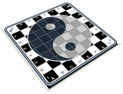 Chess Board - Yin Yang - 3d clipart