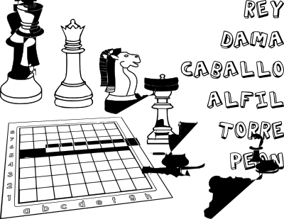 Chess Coloring Book / Dibujo Ajedrez para colorear -1- clipart