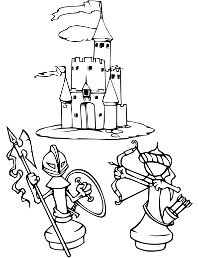 Chess coloring book / Dibujo Ajedrez para colorear -22- clipart