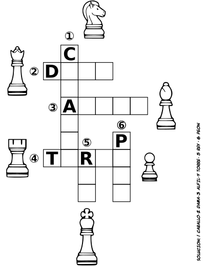 Chess coloring book - PUZZLE / CRUCIGRAMA Ajedrez -26- clipart