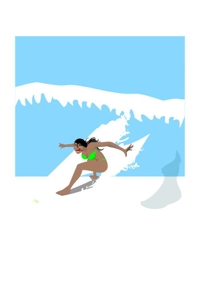 Chica surfista clipart