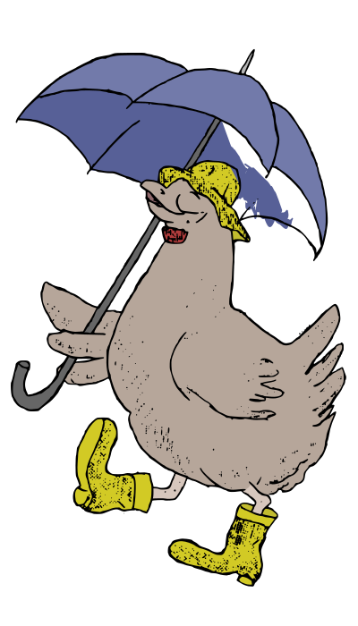 Chicken with an Umbrella clipart