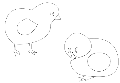 Chickens-vector-coloring clipart